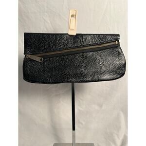 Handmade Black Leather Zip Clutch – Pebbled Mini Purse, Small Wristlet Bag